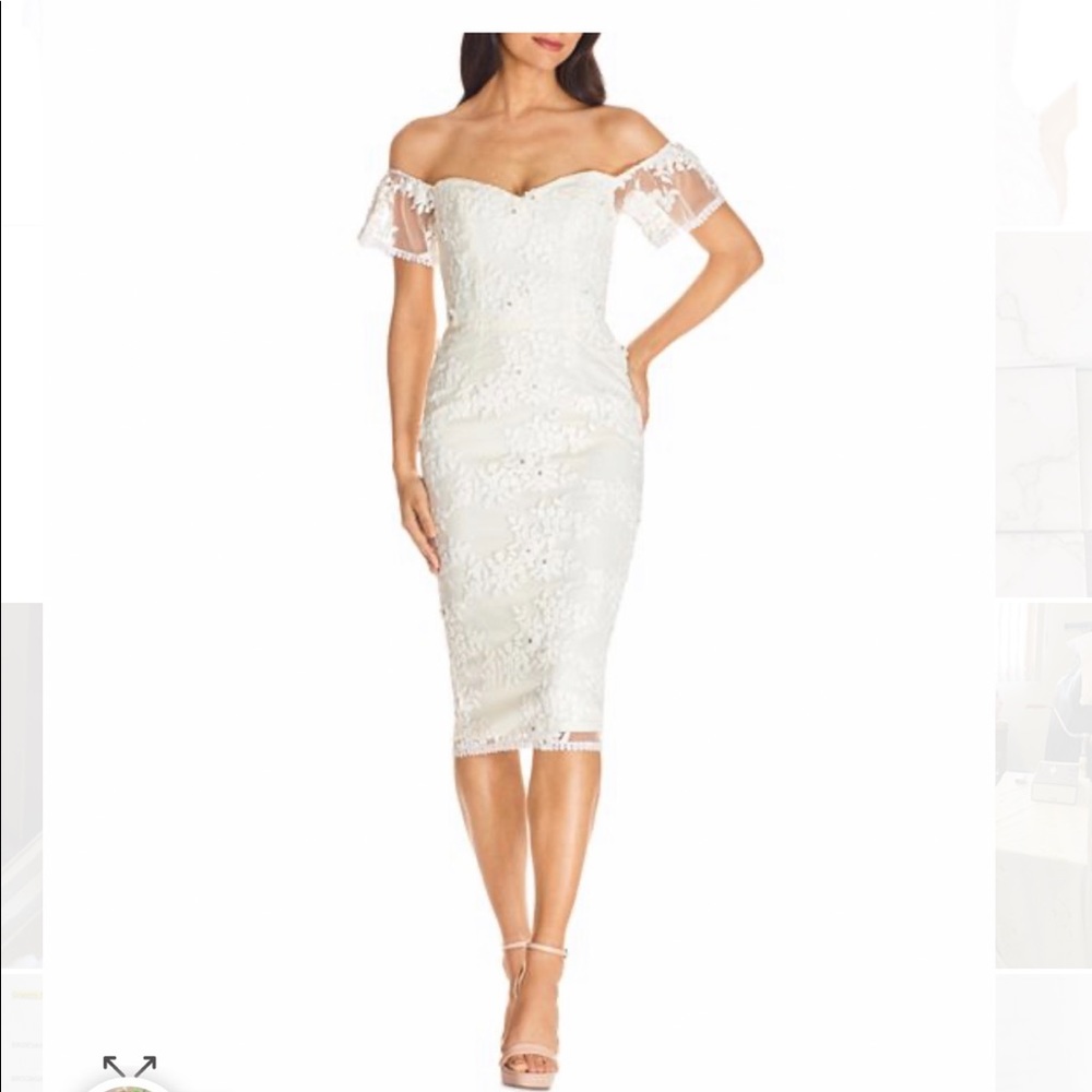Dress The Population Off The Shoulder White Dress (Lace Detail)